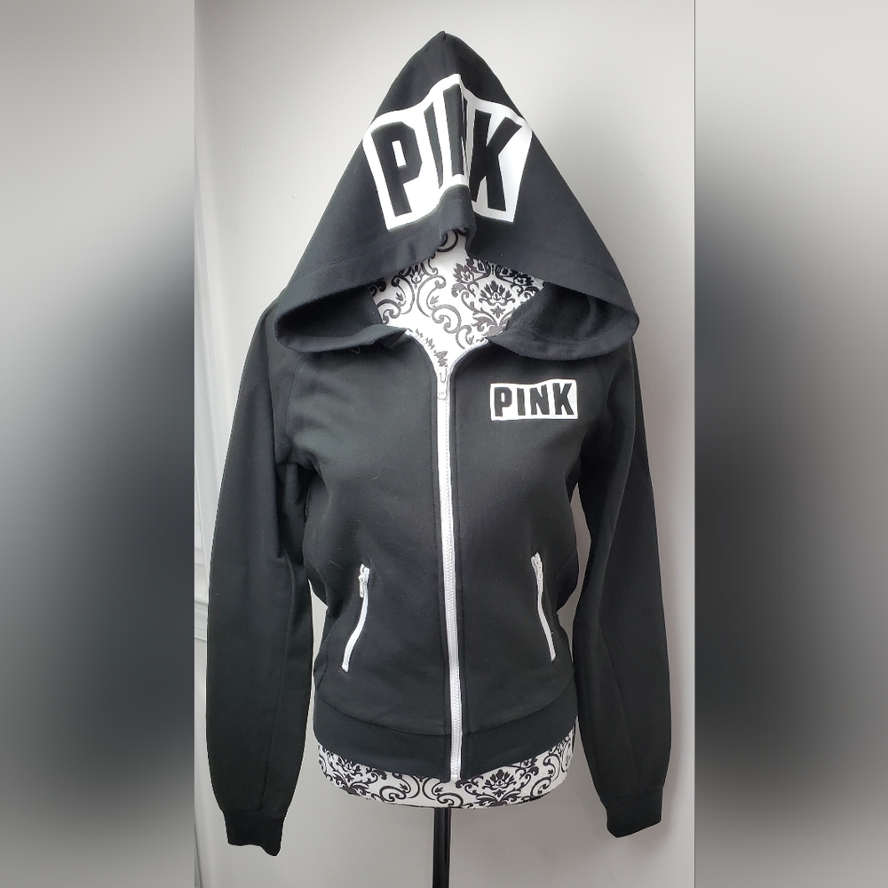 Victoria's Secret Pink Zip-Up Hoodie Black S